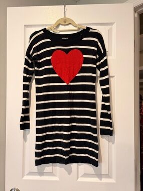 Express Black and White Striped Short Sweater Dress